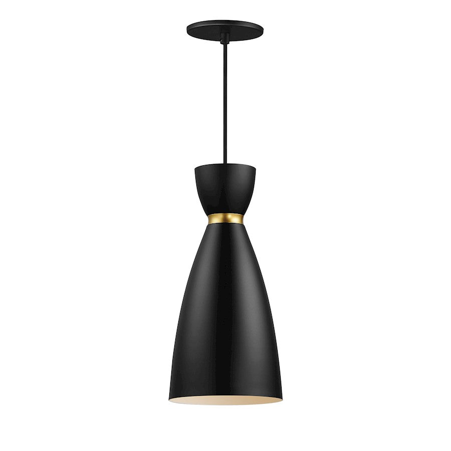 Maxim Lighting Carillon 1Lt 15" LED Elongated Mini Pendant, BK/BS - 11301BKSBR