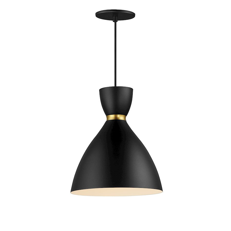 Maxim Lighting Carillon 1Lt 11.8" LED Mini Pendant, Black/Brass - 11302BKSBR