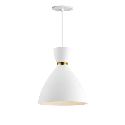 Maxim Lighting Carillon 1Lt 11.8" LED Mini Pendant, White/Brass - 11302WTSBR