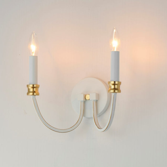 Maxim Charlton 2 Light Wall Sconce, Weathered White/Gold Leaf
