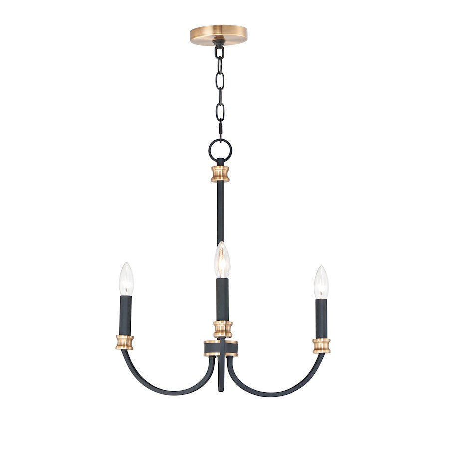 Maxim Lighting Charlton 3-Light Chandelier in Black/Antique Brass - 11373BKAB