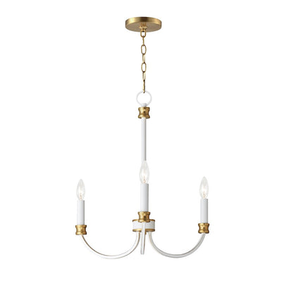 Maxim Charlton 3 Light Chandelier, Weathered White/Gold Leaf - 11373WWTGL