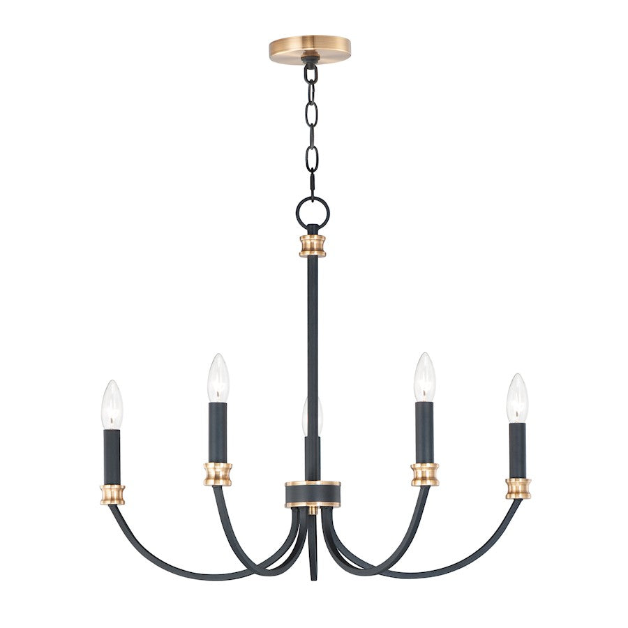 Maxim Lighting Charlton 5-Light Chandelier in Black/Antique Brass - 11375BKAB