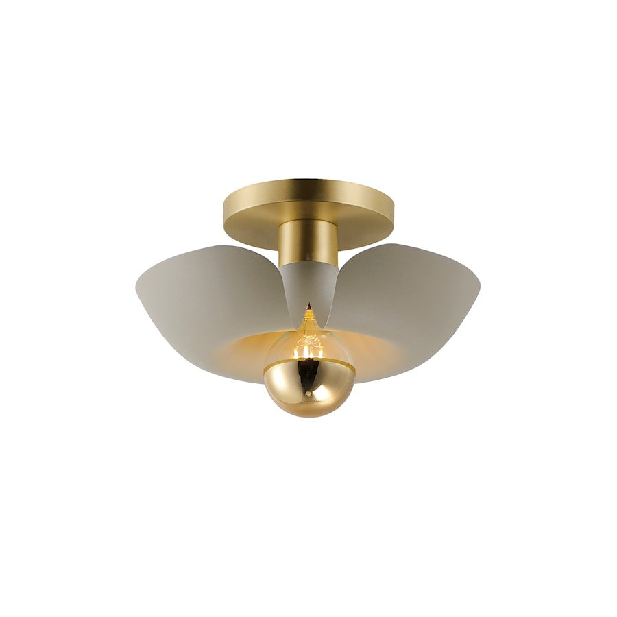 Maxim Lighting Poppy 1Lt 12" Flush Mount, Silver Gold/Satin Brass - 11390SGSBR