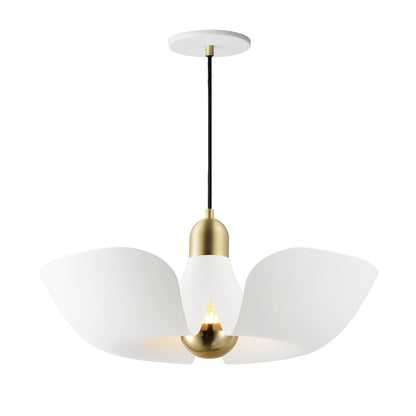 Maxim Lighting Poppy 1 Light 18" Pendant, White/Satin Brass - 11392WTSBR