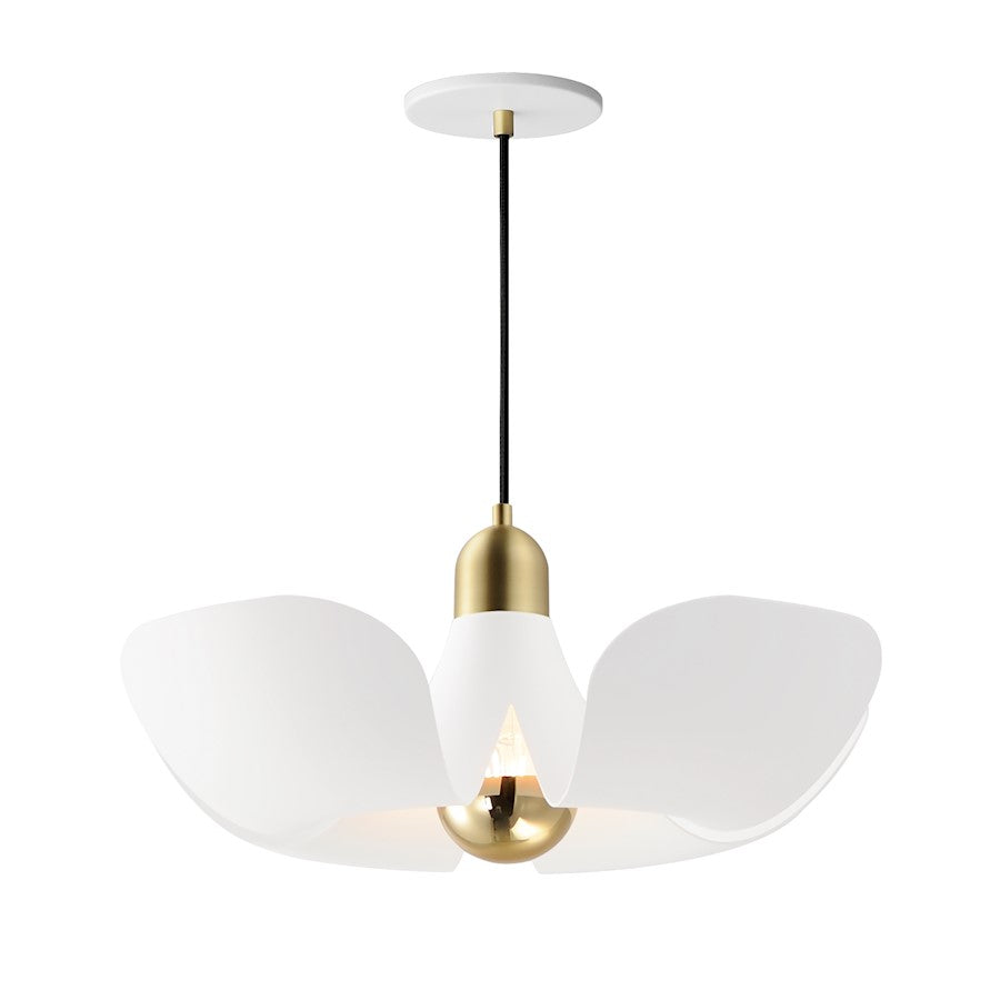 Maxim Lighting Poppy 1 Light 18" Pendant, White/Brass - 11394WTSBR