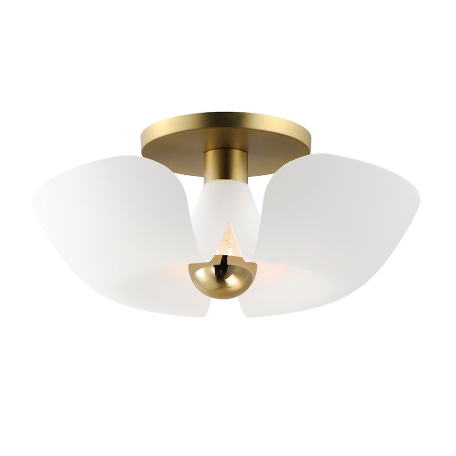 Maxim Lighting Poppy 1 Light 18" Flush Mount, White/Satin Brass - 11399WTSBR