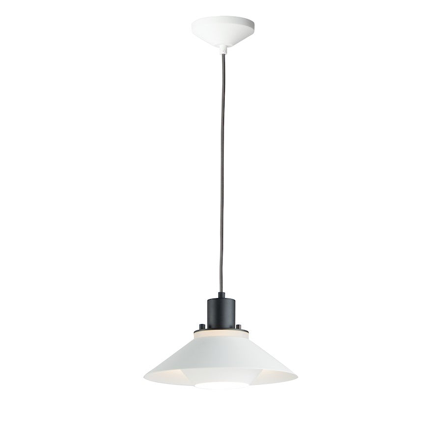 Maxim Lighting Oslo 11.75" 1-Light Small Pendant, Black/White - 11410BKWT