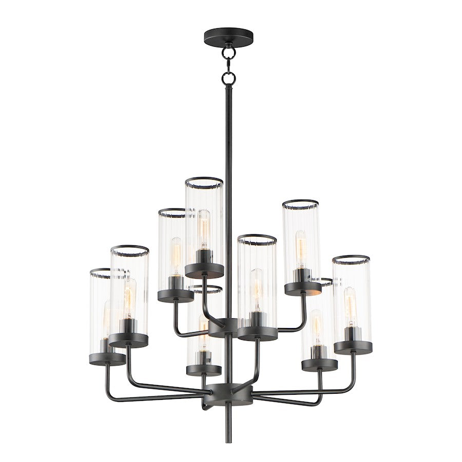 Maxim Lighting Crosby 9-Light Chandelier, Black/Clear Ribbed - 11479CRBK