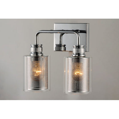 2-Light Bathroom Vanity Light, Polished Chrome/Clear