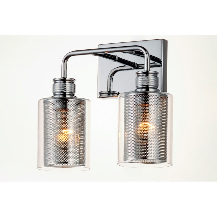 2-Light Bathroom Vanity Light, Polished Chrome/Clear