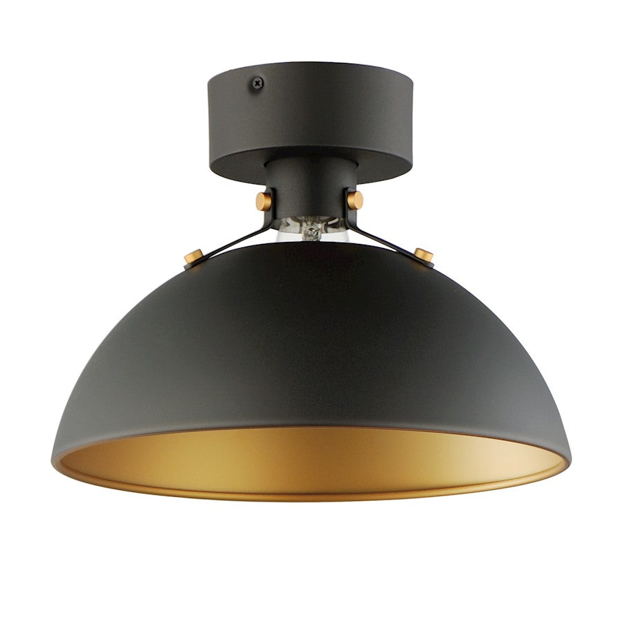 Maxim Lighting Dawn 1 Light Semi-Flush Mount, Antique Brass/Black - 12040ABBK