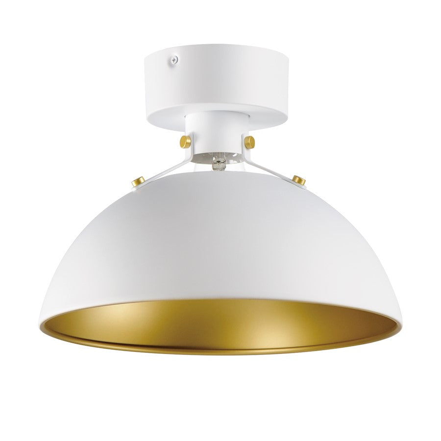 Maxim Lighting Dawn 1 Light Semi-Flush Mount, White/Satin Brass - 12040WTSBR