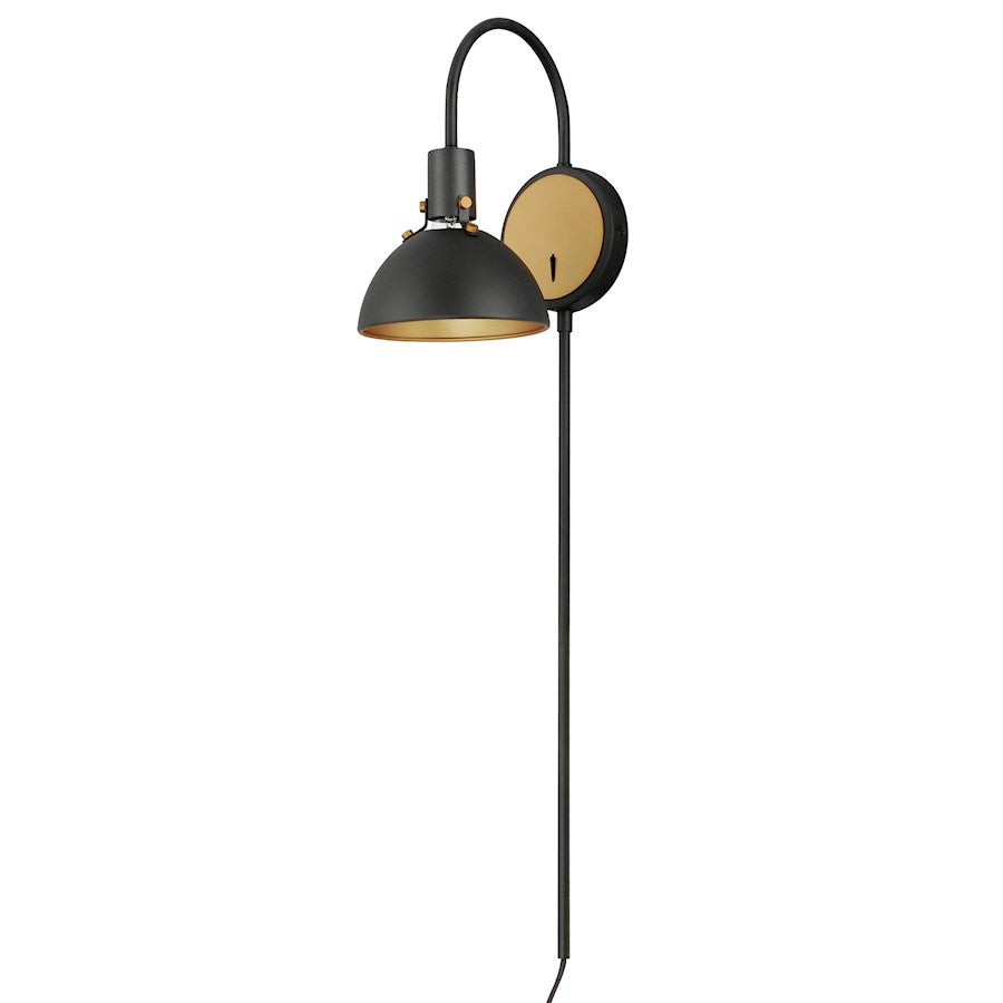 Maxim Lighting Dawn 1 Light Wall Sconce, Antique Brass/Black - 12041ABBK