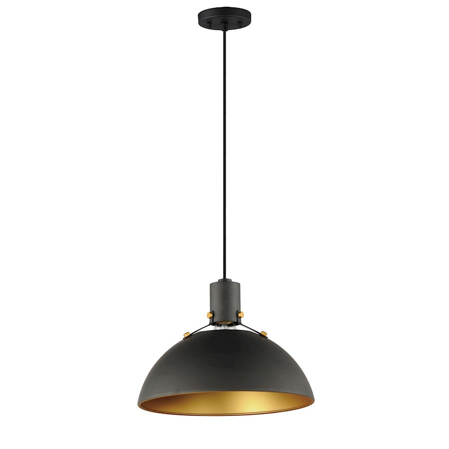 Maxim Lighting Dawn 1 Light 12.5" Pendant, Antique Brass/Black - 12042ABBK