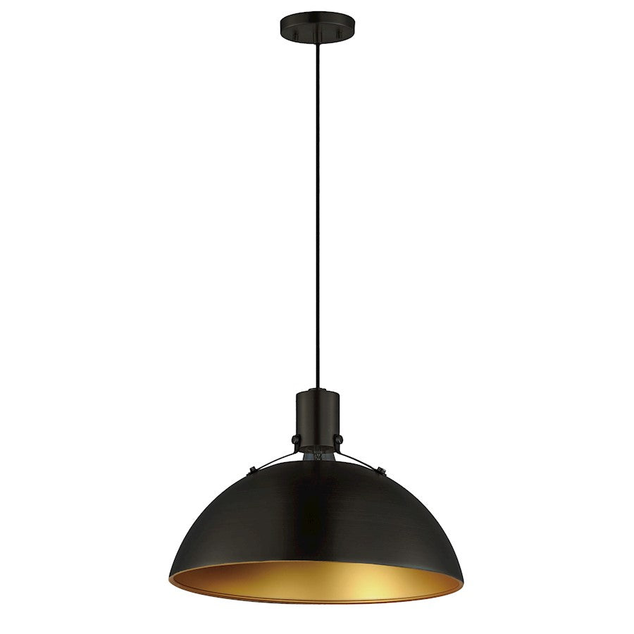 Maxim Lighting Dawn 1 Light 15.5" Pendant, Antique Brass/Black - 12045ABBK