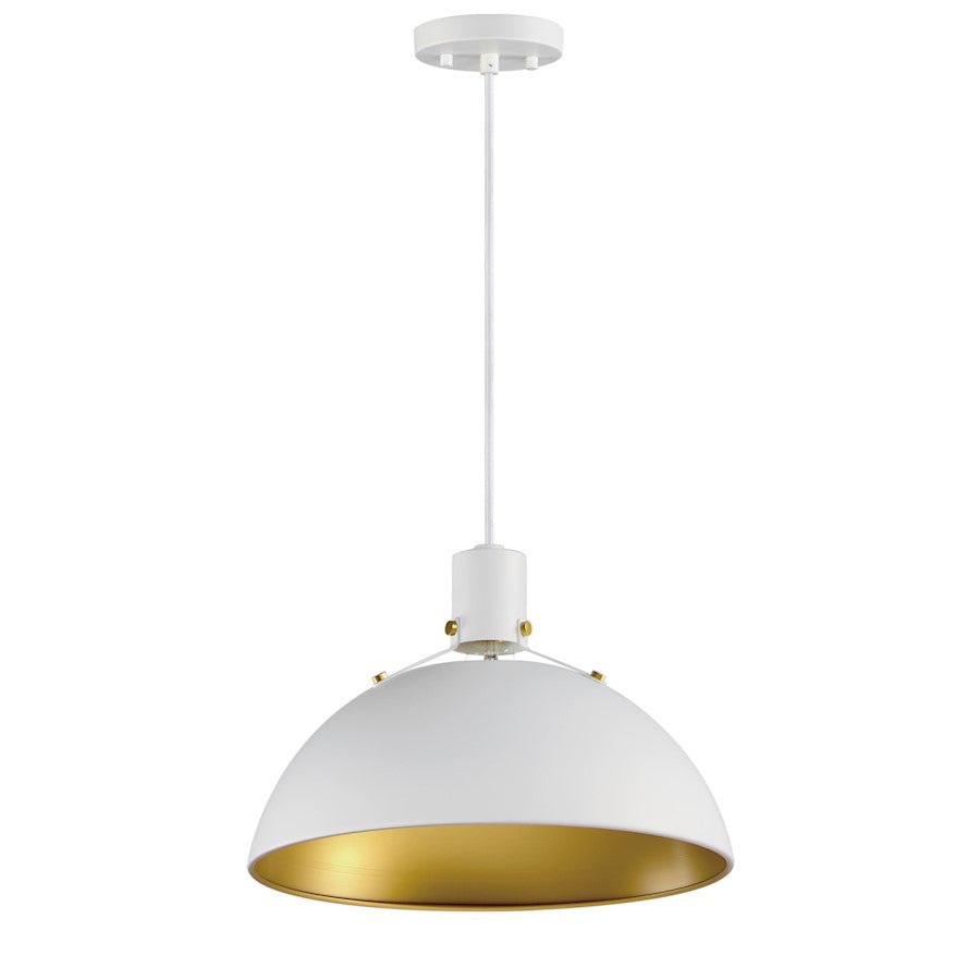 Maxim Lighting Dawn 1 Light 15" Single Pendant, White/Satin Brass - 12045WTSBR