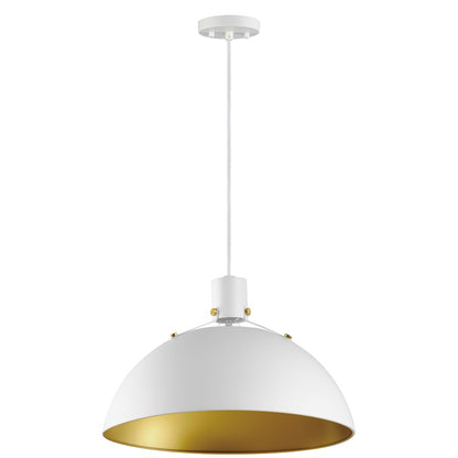 Maxim Lighting Dawn 1 Light 20" Single Pendant, White/Satin Brass - 12048WTSBR