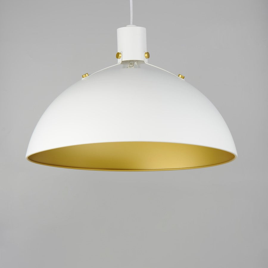 1 Light Single Pendant, White