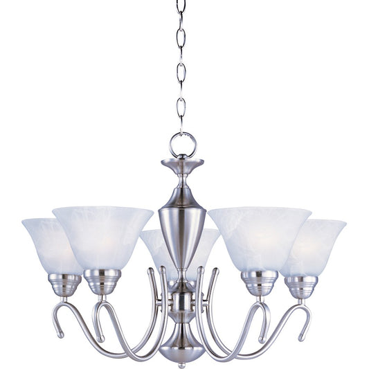 5 Light Chandelier, Satin Nickel