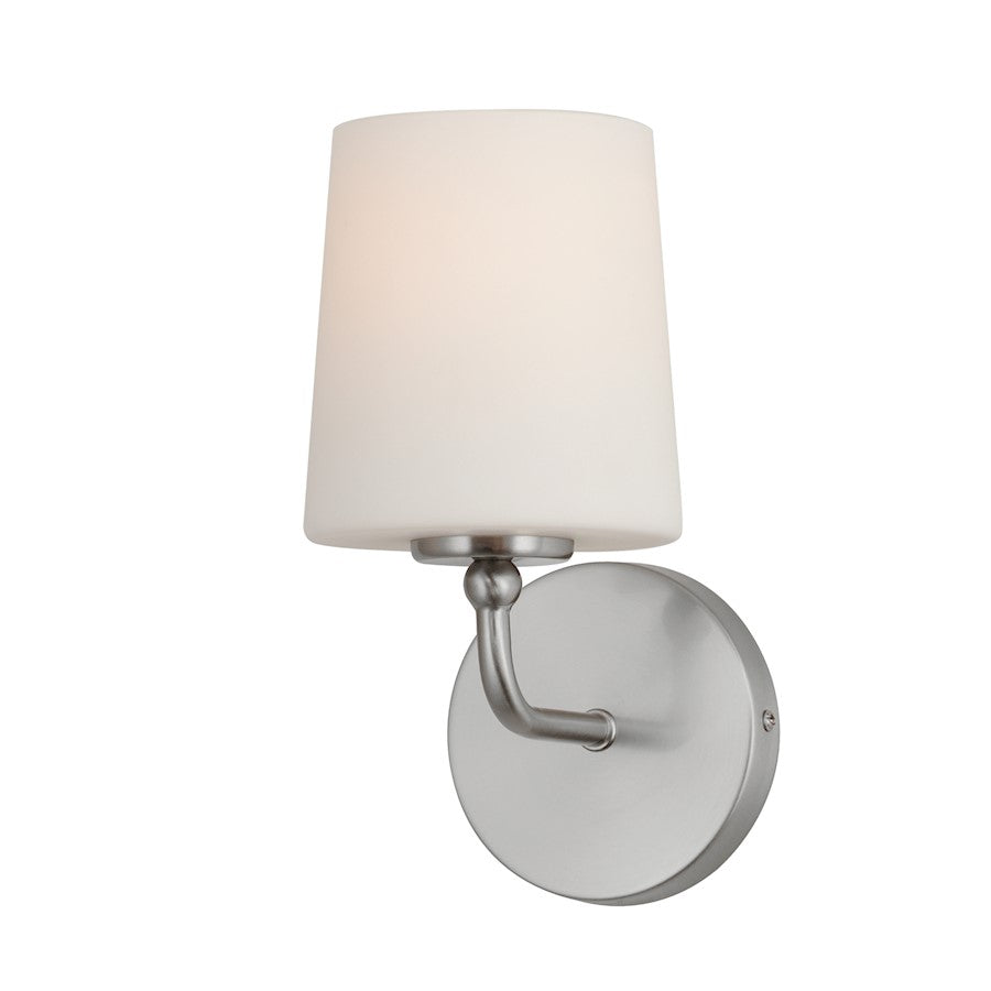 Maxim Lighting Bristol 1 Light Wall Sconce, Satin Nickel/Satin White - 12091SWSN