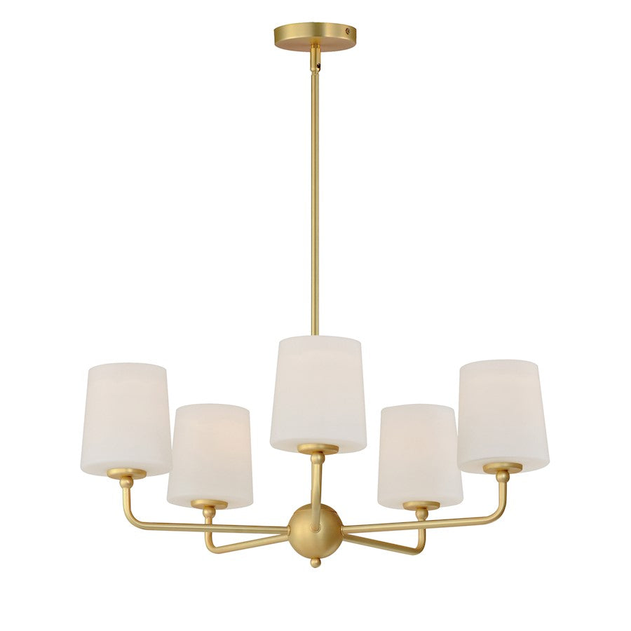 Maxim Lighting Bristol 5 Light Chandelier, Satin Brass/Satin White - 12095SWSBR