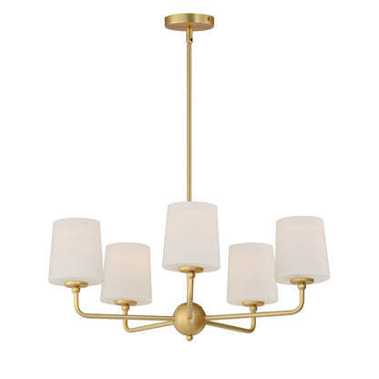 Maxim Lighting Bristol 5 Light Chandelier, Satin Brass/Satin White - 12095SWSBR