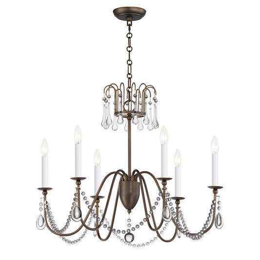 Maxim Lighting Plumette 6 Light Chandelier, Bronze/Crystal - 12166CHB-CRY