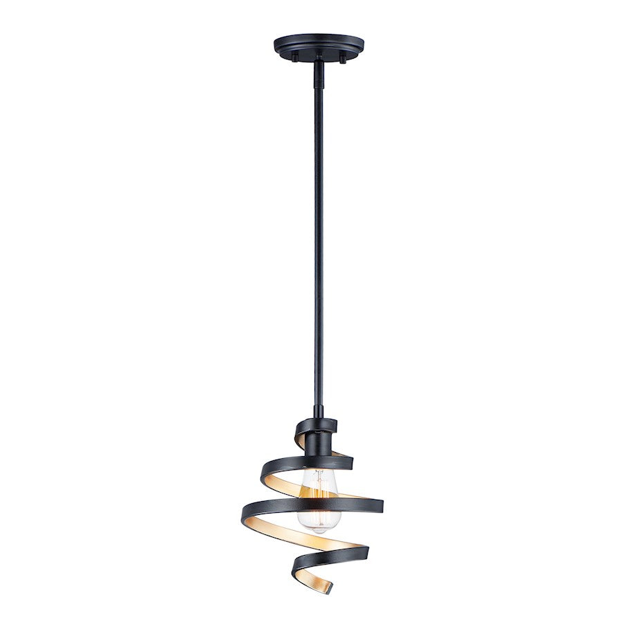 Maxim Lighting Twister 1-Light Mini Pendant in Black/Gold - 12232BKGLD