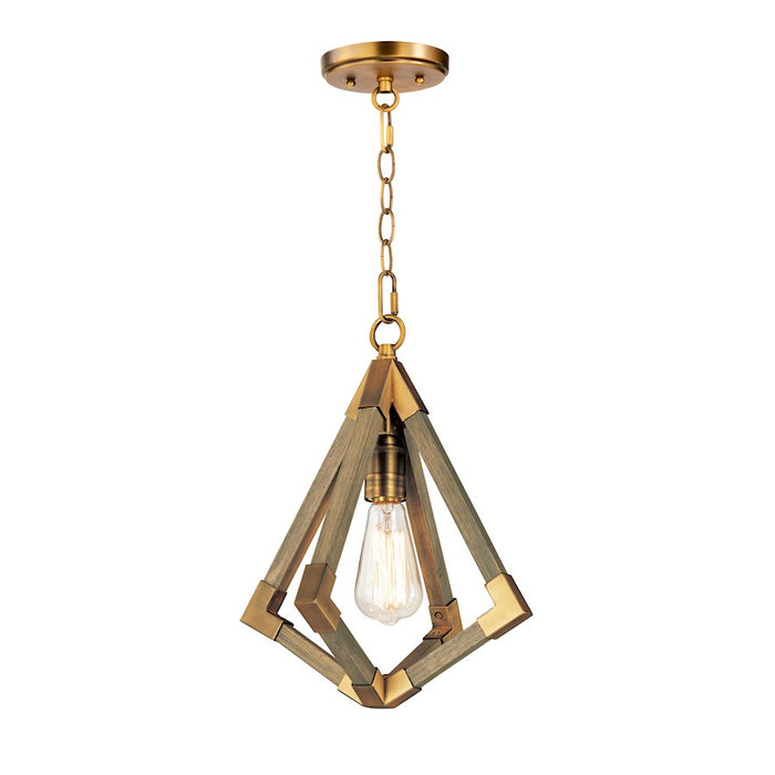 Maxim Lighting Vector Pendant, Weathered Oak/Antique Brass