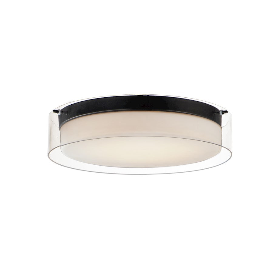 Maxim Lighting Duo 16'' Round Flush Mount, Black/Clear/Satin White - 12284CLSWBK