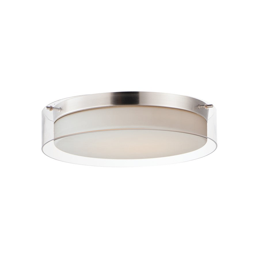 Maxim Lighting Duo 16'' Round Flush Mount, Nickel/White - 12284CLSWSN