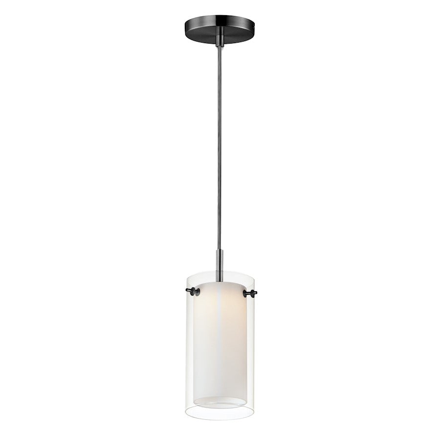 Maxim Lighting Duo 1-Light Mini Pendant, Black/Clear / Satin White - 12289CLSWBK