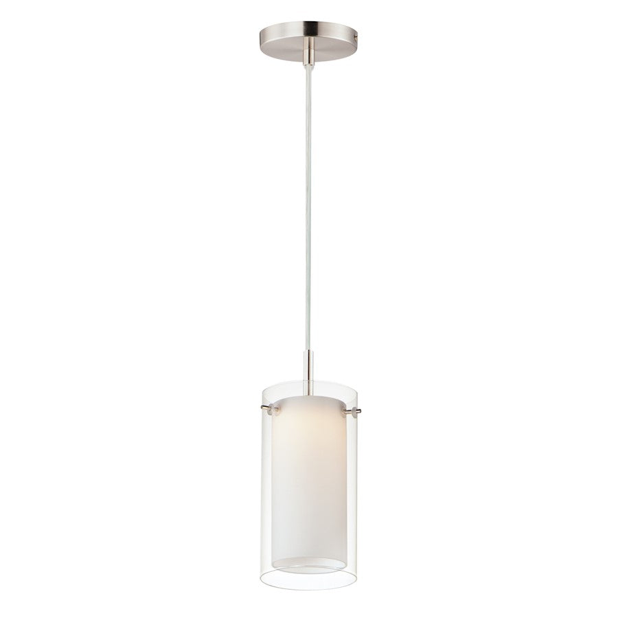 Maxim Lighting Duo 1-Light Mini Pendant, Nickel/White - 12289CLSWSN