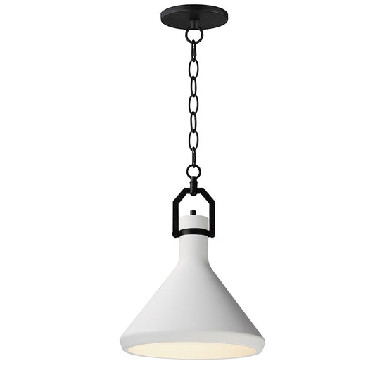 Maxim Lighting Lumi 1 Light 13" White Plaster Pendant, Black/White - 12383WTBK