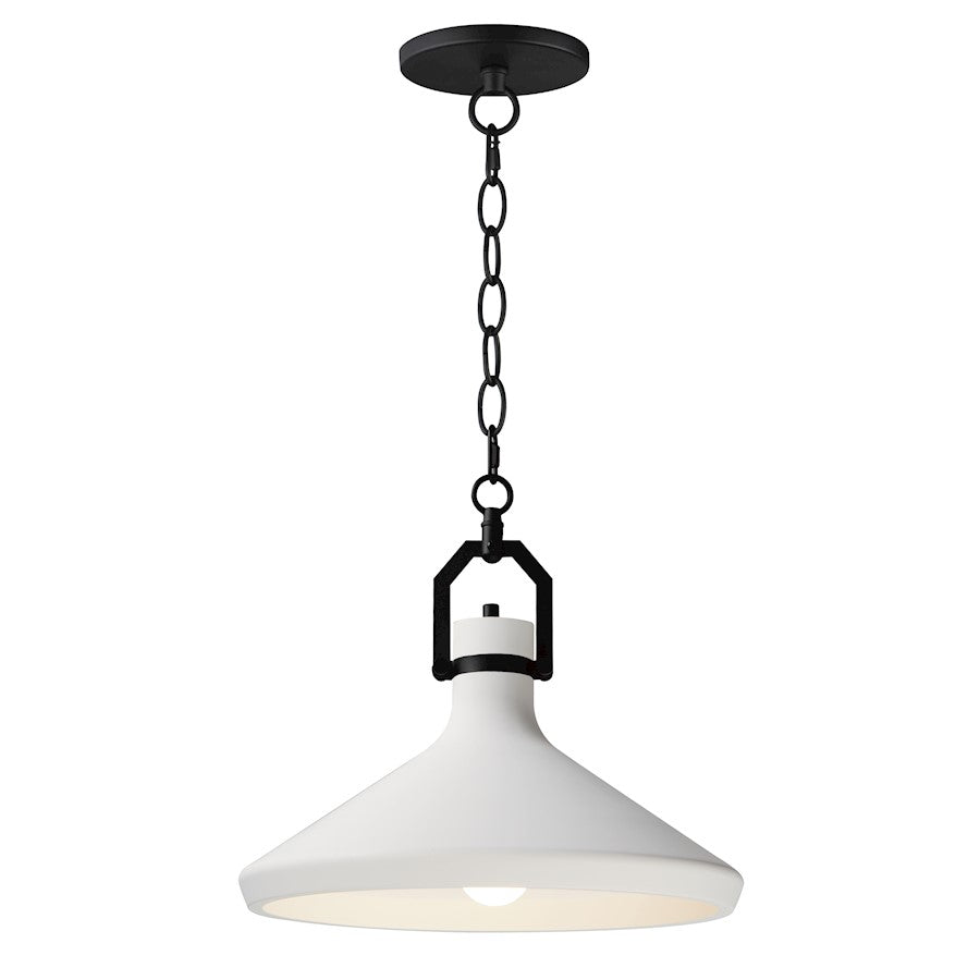 Maxim Lighting Lumi 1 Light 16" White Plaster Pendant, Black/White - 12386WTBK