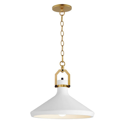 Maxim Lighting Lumi 1 Light 16" White Plaster Pendant, Brass/White - 12386WTSBR