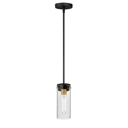 Maxim Lighting Pinn 1 Light Mini Pendant, Black/Satin Brass/Clear - 12406CLBKSBR