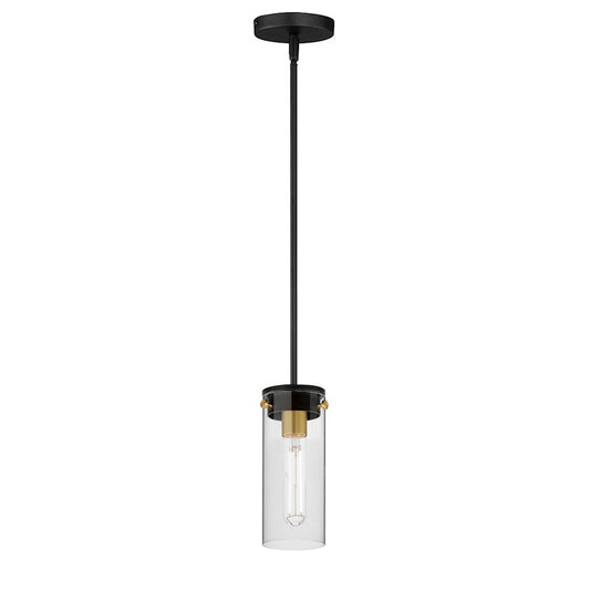 Maxim Lighting Pinn 1 Light Mini Pendant, Black/Satin Brass/Clear - 12406CLBKSBR