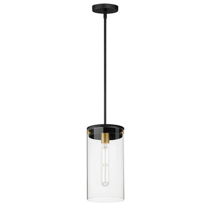 Maxim Lighting Pinn 1 Light Single Pendant, Black/Brass/Clear - 12408CLBKSBR