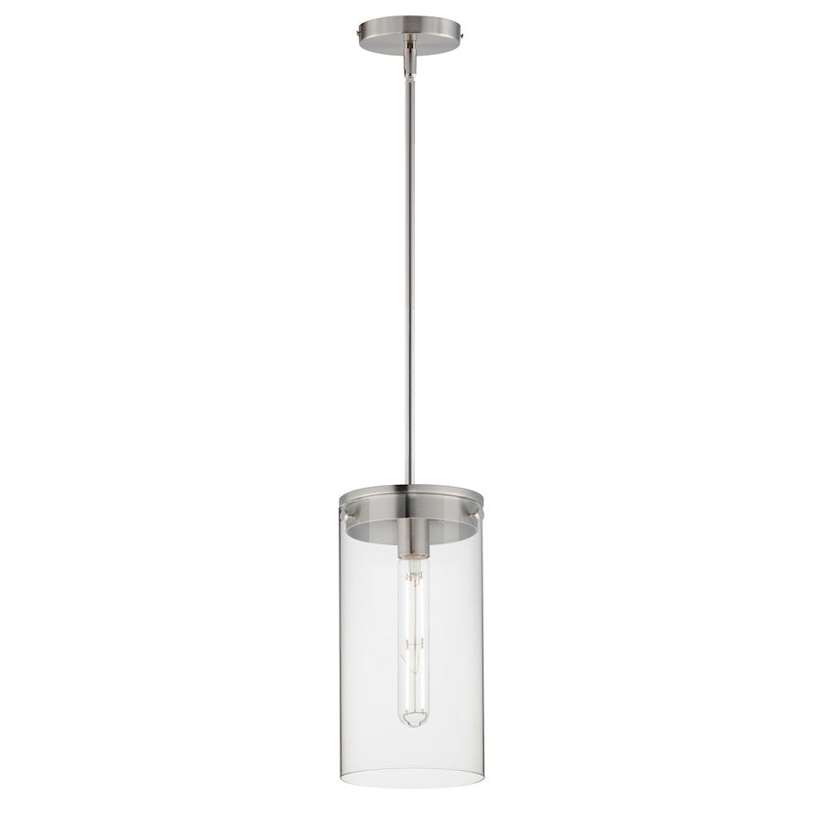 Maxim Lighting Pinn 1 Light Single Pendant, Satin Nickel/Clear - 12408CLSN