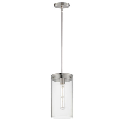 Maxim Lighting Pinn 1 Light Single Pendant, Satin Nickel/Clear - 12408CLSN