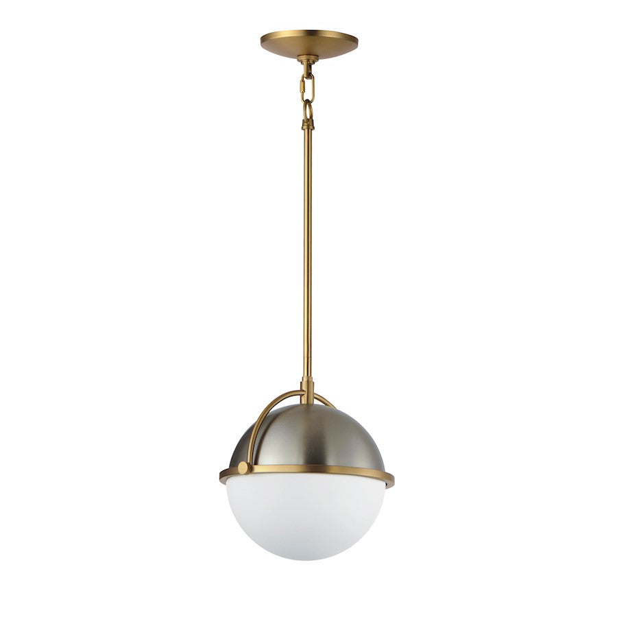 Maxim Duke 1 Light 9" Pendant, Satin Nickel/Satin Brass/White - 12411SWSNSBR