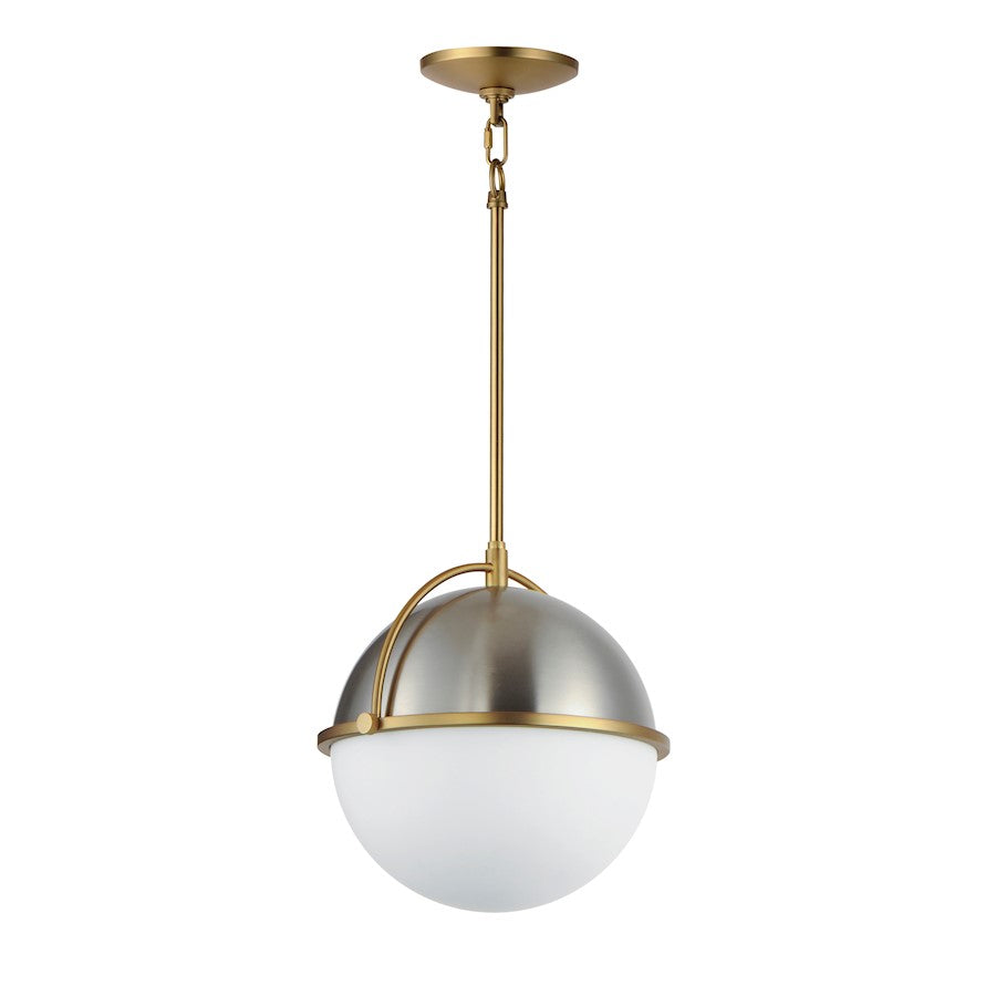 Maxim Duke 1 Light 11" Pendant, Satin Nickel/Satin Brass/White - 12412SWSNSBR