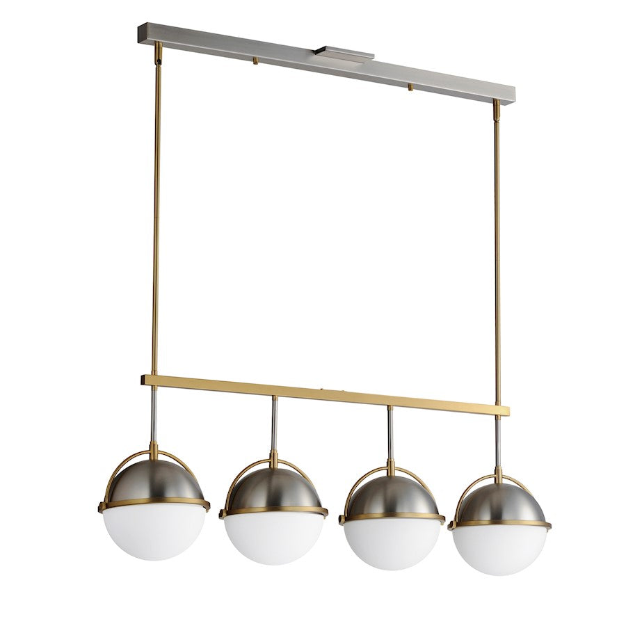 Maxim Duke 4 Light Pendant, Satin Nickel/Satin Brass/Satin White - 12414SWSNSBR