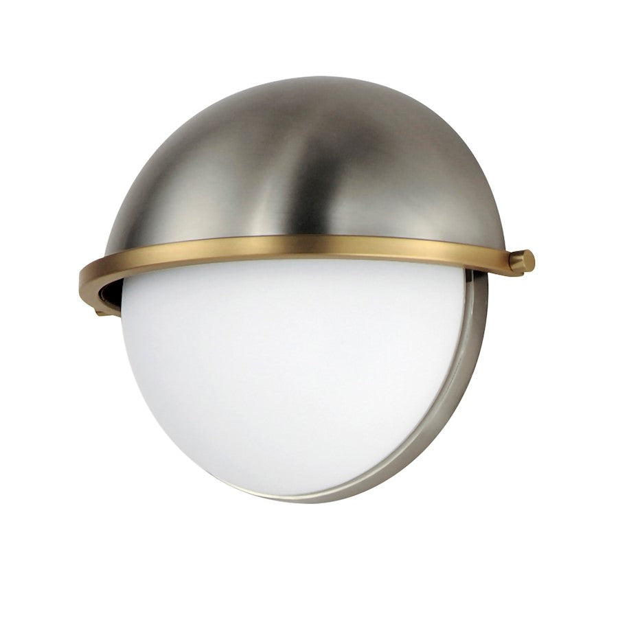 Maxim Duke 1 Light Wall Sconce, Satin Nickel/Satin Brass/White - 12418SWSNSBR