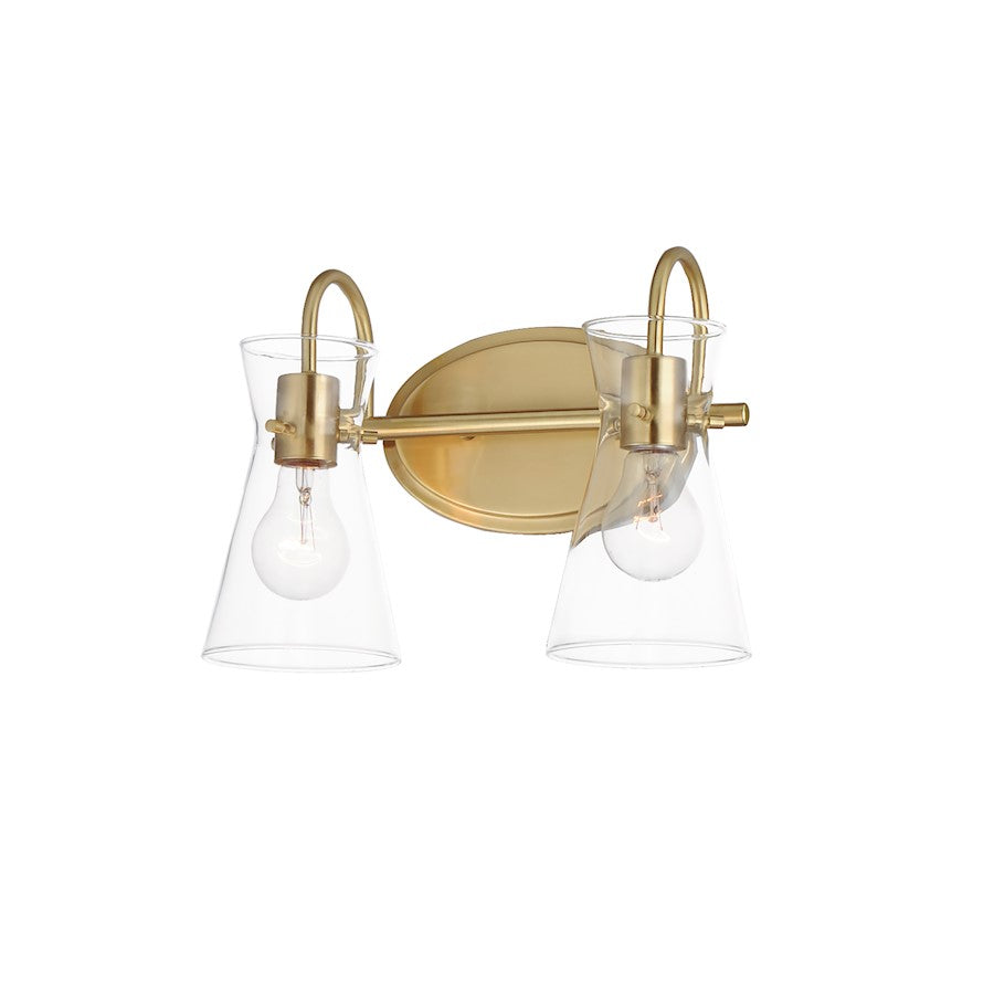 Maxim Lighting Ava 2 Light Bath Vanity, Natural Aged Brass/Clear - 12482CLNAB