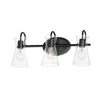 Maxim Lighting Ava 3 Light Bath Vanity, Black/Clear - 12483CLBK