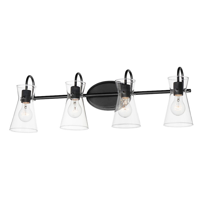 Maxim Lighting Ava 4 Light Bath Vanity, Black/Clear - 12484CLBK