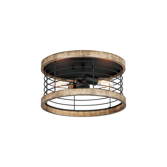 Maxim Lighting Homestead 15" Semi Flush Mount, Driftwood/Black - 12510DWBK